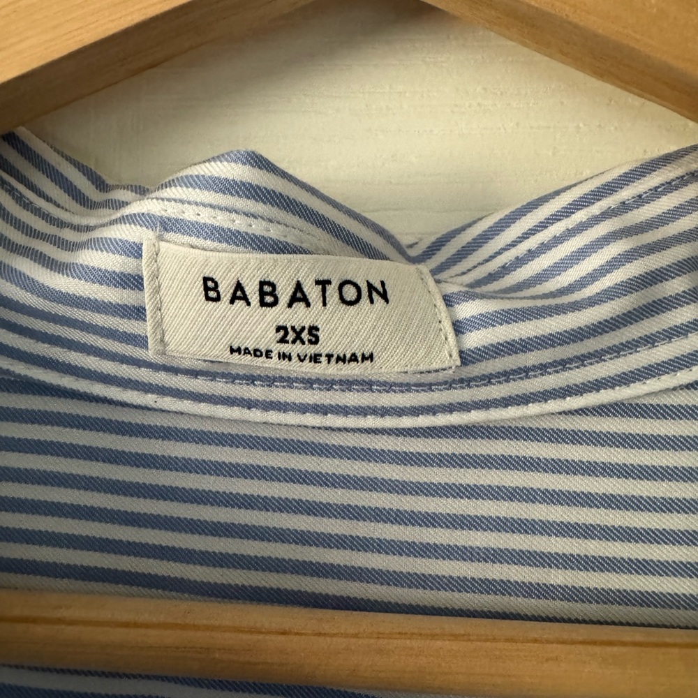 Babaton Light Blue & White Striped Shirt Oversized New - Picture 3 of 4